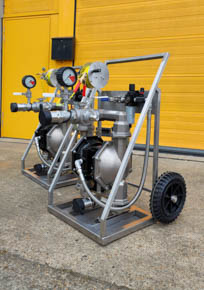 Mobile pump on industrial trolley