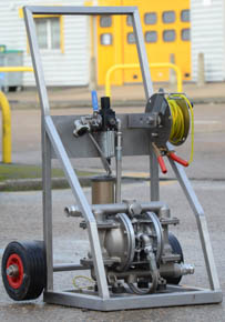 Air operated pump on trolley