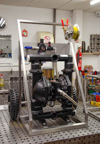 Pump trolley ready for transport